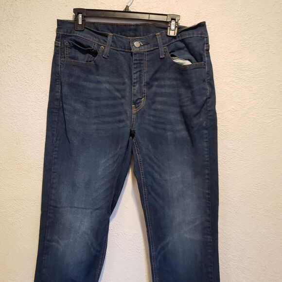 LEVI'S 541 Straight Leg Mid Rise Dark Wash Blue Denim Jeans Men's Size W 33 L 34 - Picture 3 of 11